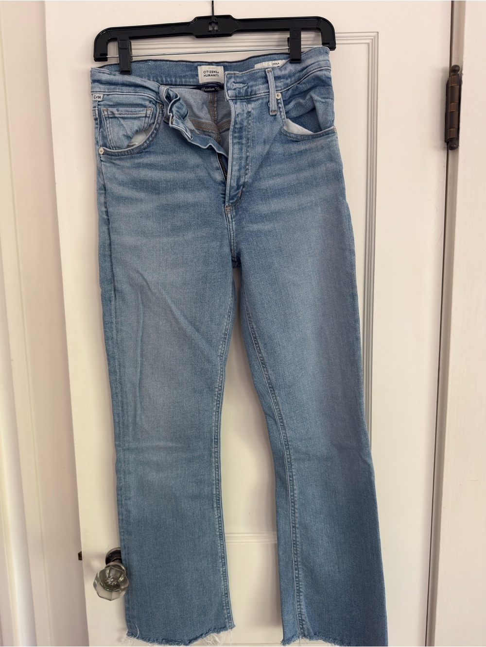 Citizens Of Humanity Isola Cropped Pale Blue Straight Leg Jeans - Women